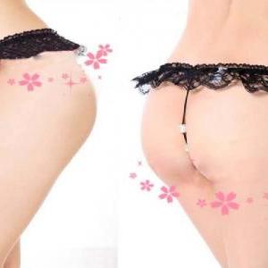 Lace Briefs With Pearls Rice